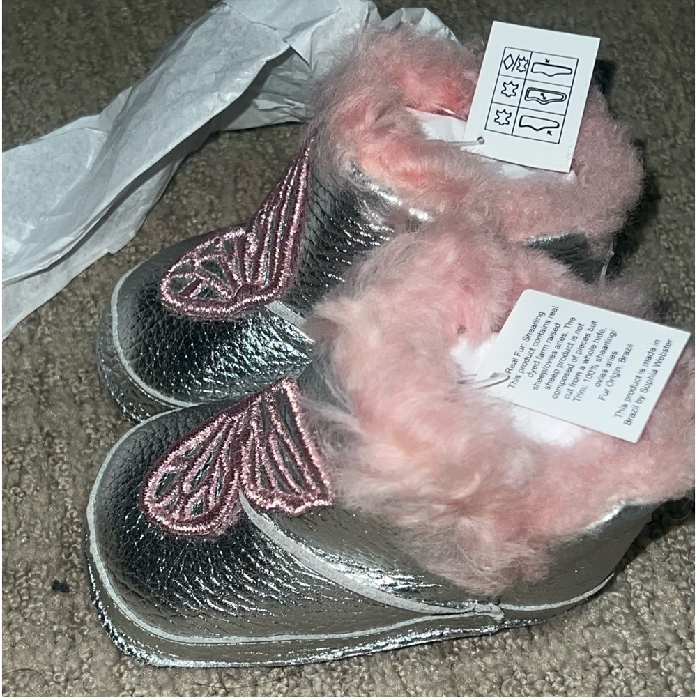 Sophie Webster mini butterfly shearling baby boot size 18/19